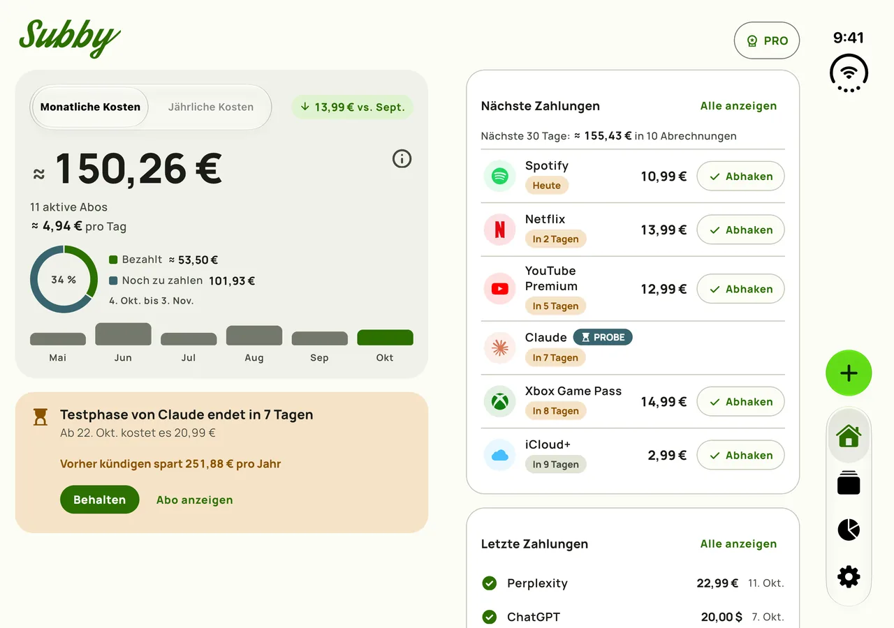 Subby Start über beide Hälften des aufgeklappten iPhone Duo