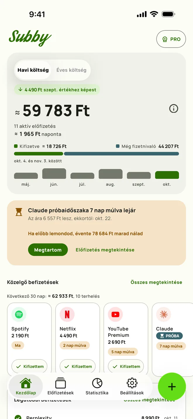 A Subby Kezdőlapja iPhone-on