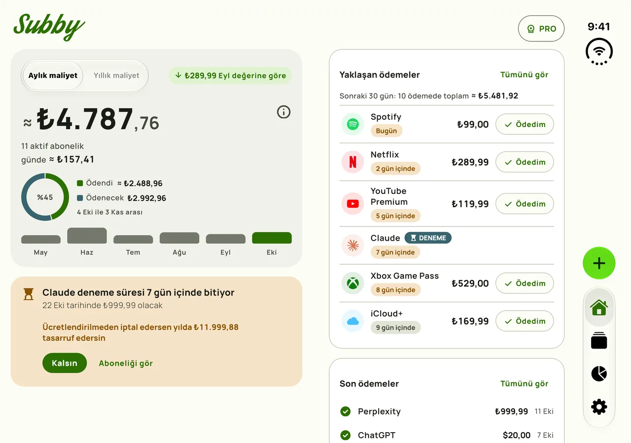 Açık iPhone Duo'nun iki paneline yayılmış Subby Ana Sayfa